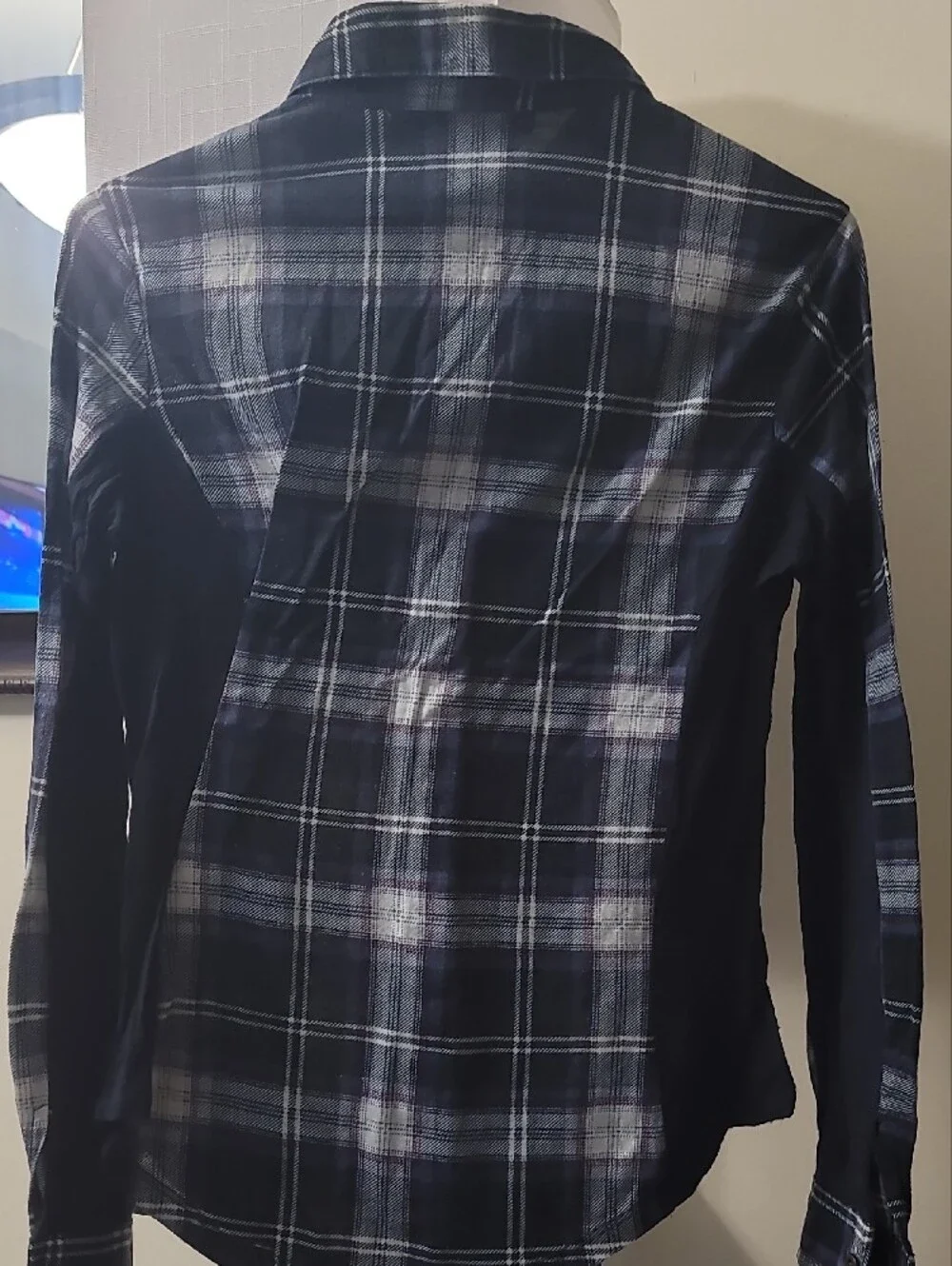 Polly & Esther Navy, White and Light Blue Plaid Button-Up Shirt - Picture 5 of 7
